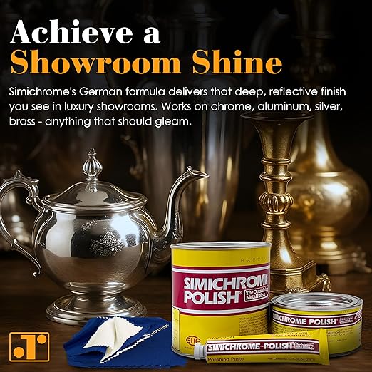 Rosenthal Collection Simichrome Polish - Metal Polish Compound for Chrome, Aluminum, Pewter & Jewelry Restoration - 50g Tube + Polishing Cloth