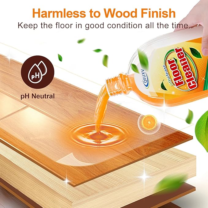 Wood Floor Cleaner for Mopping, Natural Non Toxic Pet-friendly Hard Floor Cleaner, Harmless to Original Wood Finish Floor Cleaner Solution for Hardwood Floor, Laminate Floor, Free of HCHO, PhH