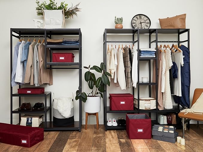 Covermates Keepsakes - Adjustable Zip-Top Storage Box - Configurable FlexGrid Compartments - Heavy Duty Polyester- Reinforced Handles - Stackable Design - Indoor Storage, Scarlett Red