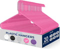 SereneLife Premium 20 Pack Plastic Hangers, Lightweight, Durable, Space Saving Clothes Organizers, Suitable for Shirts, Sweaters, Hoodies, Dresses, Kids Clothes, Good for Home Organization (Pink)
