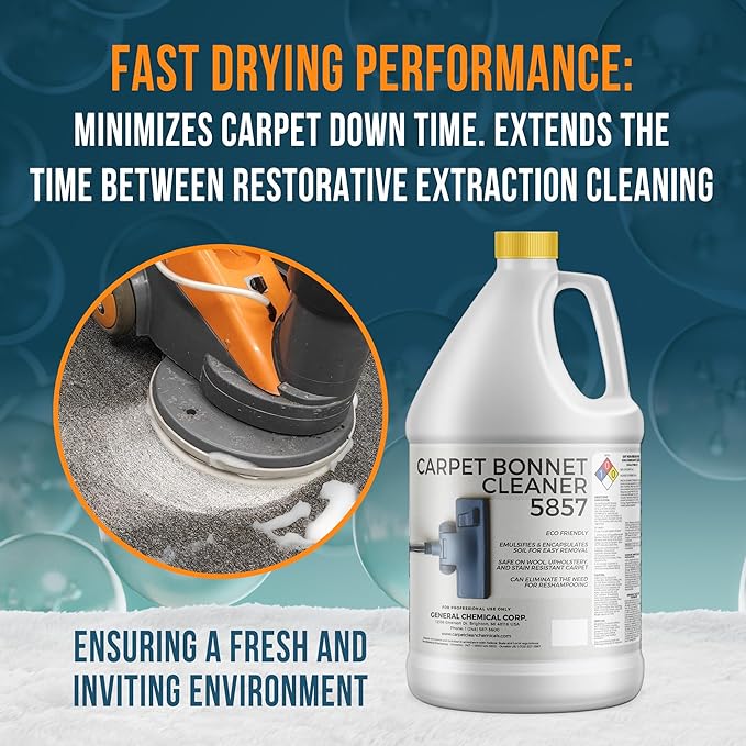 Bonnet Cleaner 5857 - Heavy Duty Shampoo Carpet Freshener Solution for Machine - Fast Drying & Pet Safe Carpet Shampoo for Rotary Cleaners, Commercial, & Industrial Use - 1 Gallon Jug