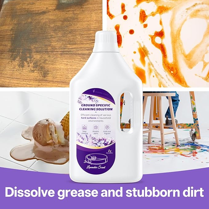 Floor Cleaning Solution Lavender Scent, Compatible with Roborock Cleaning Solution Quick Drying Without Residue Suitable for All Robot Vacuums and Wet Dry Dual-Use Vacuum Cleaners (1 L, Lavender)