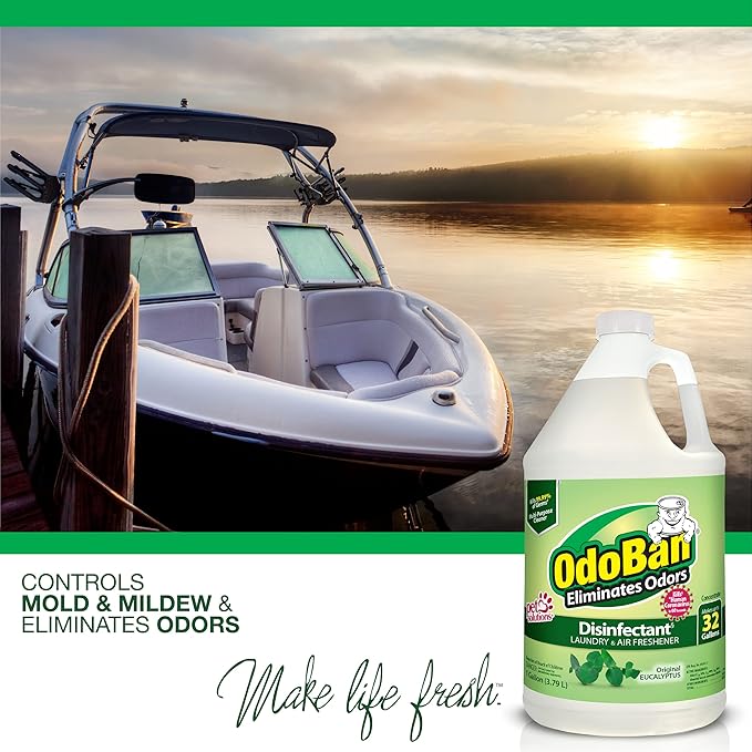OdoBan Ready-to-Use Disinfectant and Odor Eliminator, Made in the USA, Original Eucalyptus Scent, Set of 3, 2 Spray Bottles, 32 Ounces Each and 1 Gallon Concentrate