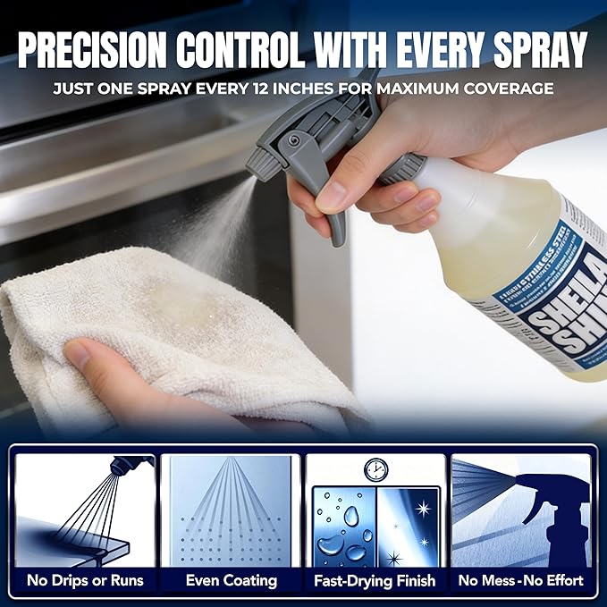 Sheila Shine 1 Quart Stainless Steel Cleaner and Polish – Cleans, Polishes & Protects Kitchen Appliances, Refrigerators, Sinks, Ovens & Grills – Stainless Steel Cleaner Spray Bottle