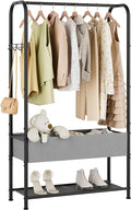 Golpart Freestanding Metal Garment Rack - Heavy Duty Coat & Clothes Hanger for Hanging/Drying, Portable Closet Storage for Laundry Room/Bedroom, Black