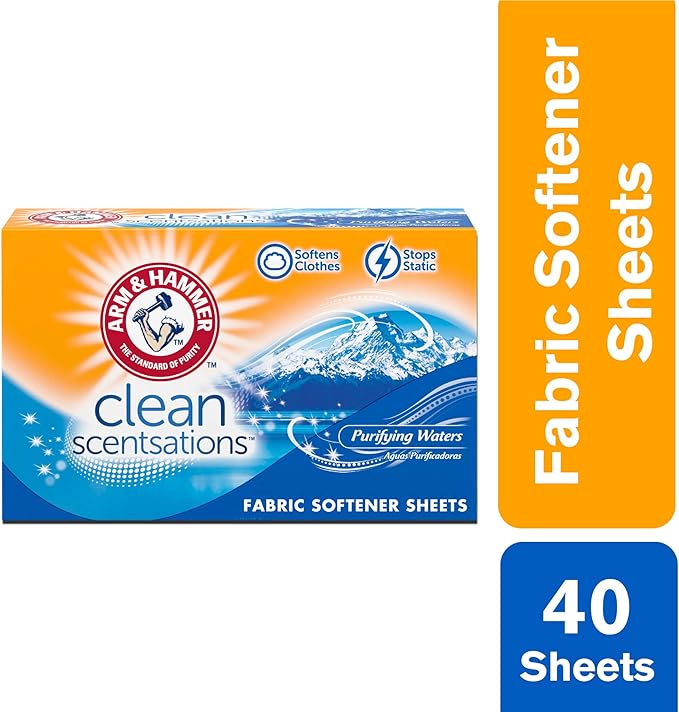 ARM & HAMMER Fabric Softener Sheets, 40 sheets, Purifying Waters