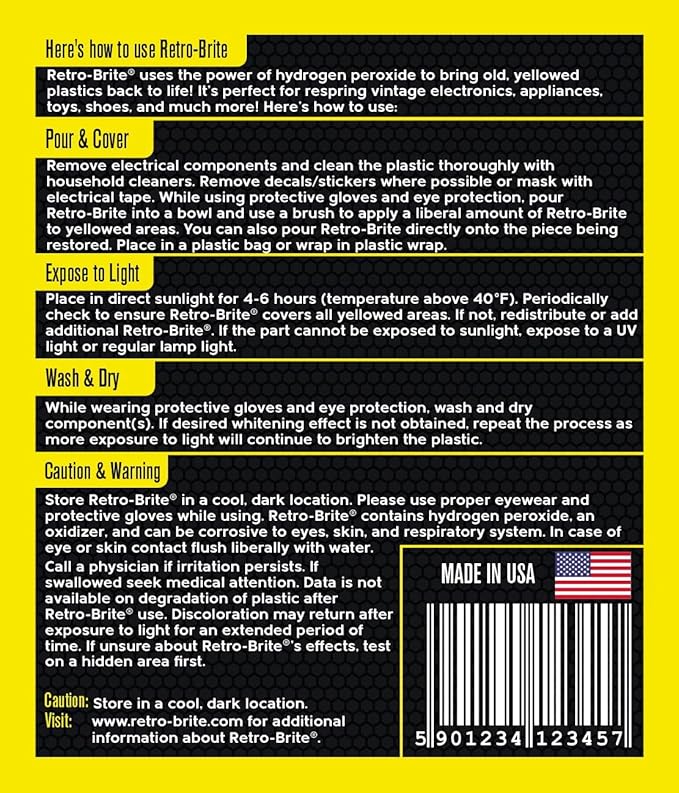Retro-Brite (Sole Brite) Gel Formula : Restores Yellowed Plastic (16oz)