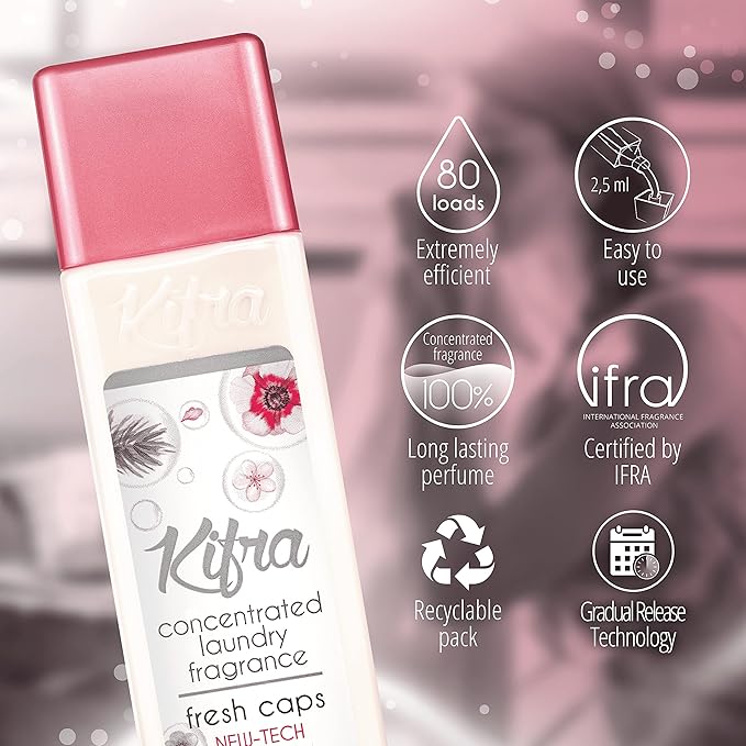 KIFRA FRESH CAPS Concentrated Laundry Fragrance 6.76 Fl Oz 200ml 80 Washing Cycles