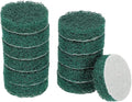 HARFINGTON 12pcs Scrubber Scouring Pads 180 Grits 2 Inch Drill Power Brush Hoop and Loop Surface Conditioning Disc Drill Scuffing Disc Scrub Pads for Home Kitchen Cleaning, Green