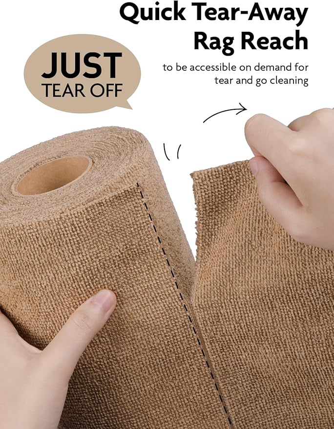 Fantasticlean Microfiber Cleaning Cloth Roll -150 Pack, Tear Away Microfiber Towels, 12" x 12", Reusable, Washable, Ultra Absorbent Dishcloth for All-Around Cleaning Supplies (Tan & Beige)