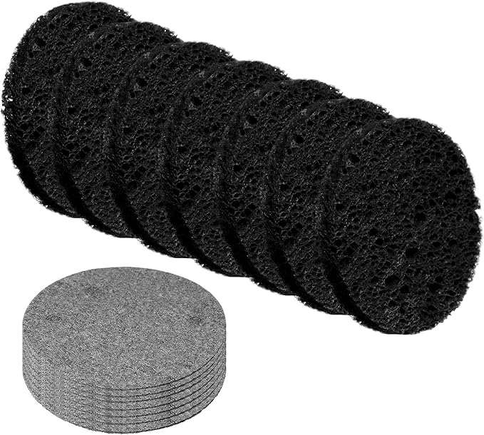 uxcell 20Pcs Cellulose Sponges, Round Kitchen Clean Sponges Non-Scratch Compressed Dish Scrubber for Kitchen Household Cookware Bathroom Cleaning & DIY, Black