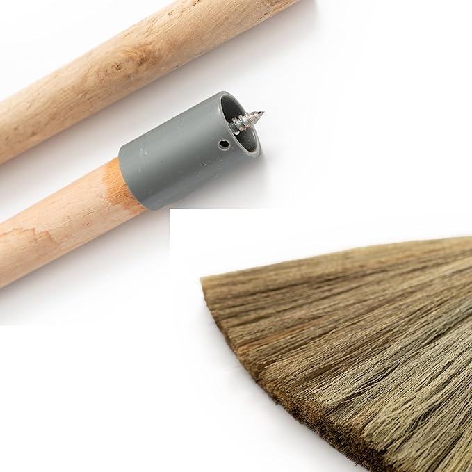 BMart Home Vietnamese Broom, Long Handle Indoor & Outdoor Floor Sweeper, Sturdy Wooden Handle for Strength & Durability, Wedding Broom - 9.84'' Width, 47.44'' Length