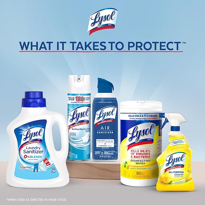 Lysol Disinfectant Laundry Sanitizer & Scent Booster, Laundry Detergent Additive, Color Safe Bleach Alternative, Laundry Odor Eliminator, Kills Bacteria & Viruses, Lavender Scent, 90 Fl Oz