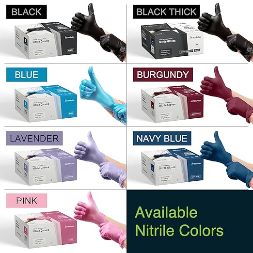 Black Gloves Disposable Latex Free Large, 50 Count - Medical and Dental Grade Surgical Gloves - Powder Free Nitrile Gloves Large - 3 Mil Thickness
