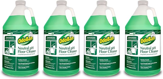 OdoBan Professional Series Neutral pH No Rinse Floor Cleaner Concentrate, Made in the USA, 4 Gallons