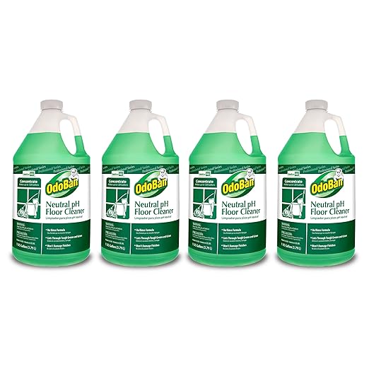 OdoBan Professional Series Neutral pH No Rinse Floor Cleaner Concentrate, Set of 4, 1 Gallon Each