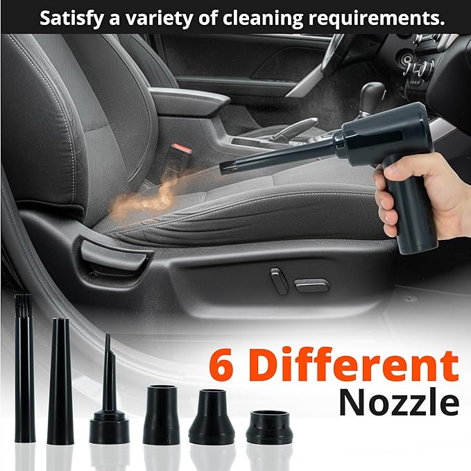 Electric Compressed Air Duster (53000 RPM) - Rechargeable Cordless Air Duster & Keyboard Cleaner for PC & Electronics - Reusable Cleaner Replaces Canned Air Spray.