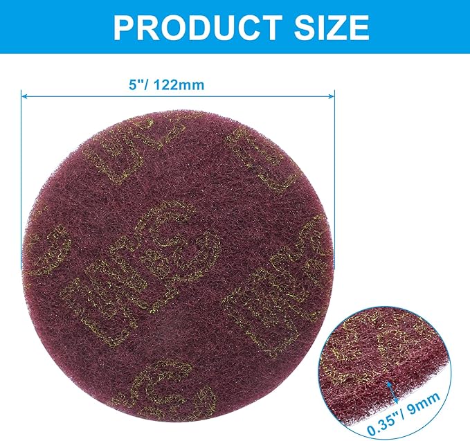 Hordion 8Pcs Scrub Pads Round Scrubber Scouring Pads Abrasive Scuffing Tool for Home Kitchen House Cleaning, Red