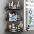 VOLPONE 3-Pack Black Triangle Shower Caddy, 3-Tier Corner Shelves, Rustproof Shower Storage Rack, Drill Free Wall Mount Shower Organizer, 40lbs Load Capacity