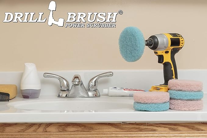 Drill Brush - Cleaning Supplies - Bathroom Accessories - Scrub Pads - Shower Cleaner - Bathtub - Bath Mat – Bathroom Sink - Scrubber - Hard Water Stain Remover - Glass Cleaner - Shower Door Cleaner