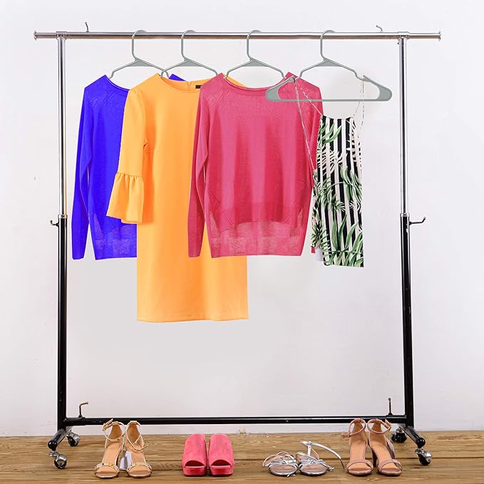 Utopia Home Plastic Hangers 50 Pack - Space Saving Clothes Hanger - Durable & Strong Closet Organizers and Storage with Built-in Strap Hooks - Essential for Shirts, Pants, Skirts & Coats (Grey)