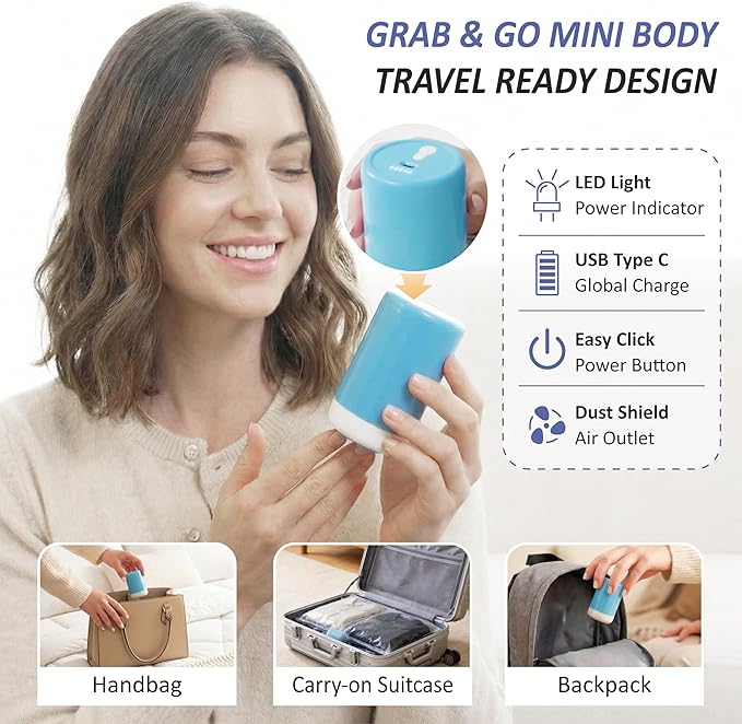 Cozy Essential Travel Vacuum Storage Bags with Rechargeable Cordless USB Pump, Space Saver Bags for Luggage, Suitcase, Carry-On, for Clothes, Blankets, Bedding & Seasonal Storage,15 Combo