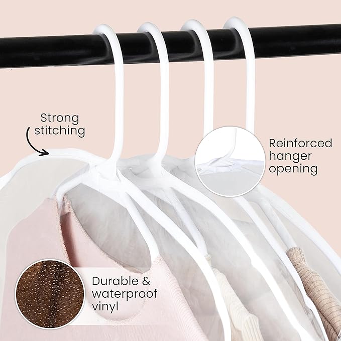 Handy Laundry Clear Vinyl Shoulder Covers - Set of 16 Garment Protectors Keep your Suits, Dresses, Blouses, & Dust Free - Protect and Store your Clothing while In and Out of Season (Pack of 2)