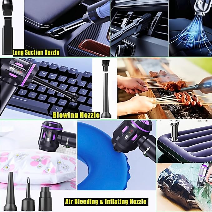 Airpollo® Car Vacuum Portable Cordless Handheld Cleaner Aspiradora para Carro, 4 in 1 with LED Screen V2 Portable 29000 Pa Suction Air Blower, Rechargeable High Power for Home, Long Lasting Battery