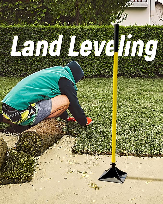 10"x10" Steel Tamper with 48" Handle, Heavy Duty Hand Compactor Tool for Leveling Soil, Gravel, Sand, Asphalt, Ground, Paver, Driveway, Garden, Yard and Blacktop Repair