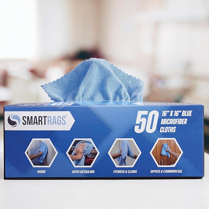 Arkwright Smart Rags Microfiber Cleaning Cloths, Pallet of 14400, Lint Free 180 GSM Reusable Towels for Auto, Office and Household Cleaning, 12 x 12 in, Blue