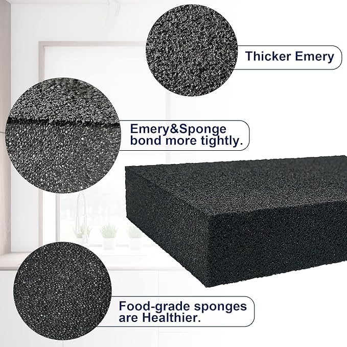 8pc Black Carborundum Sponge Nano Emery Sponges Caspian Stone Pot Clean Brush Rust Eraser Grit Scouring Pads Pot Cleaning Pads with Carborundum Washing Kitchen Cleaner Tool(thickness-1inch)
