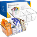 Batoto Pantry Organization and Storage Bins, Refrigerator Organizer Bins – Clear, Kitchen Organization and Storage with Dividers (2 Pack)