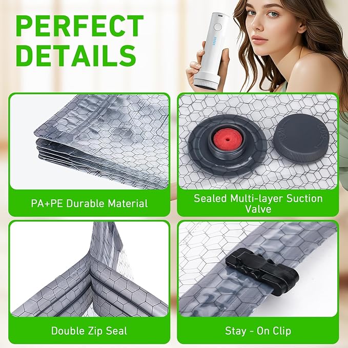Vacuum Seal Bags for Clothing with Wireless Electric Pump - Travel & Home Use, 15 Pack Ideal Space Saver Vacuum Storage Bags, Ultimate Travel Vacuum Bags for Luggage