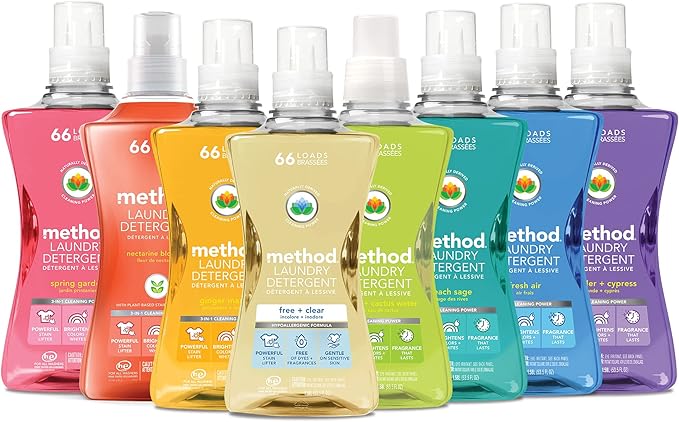 Method Liquid Laundry Detergent; Fragrance Free + Clear; Stain Remover; 66 Loads per 53.5 fl oz bottle; (Pack of 1)