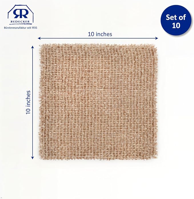 Redecker Large Copper Cleaning Cloth – 10 Pack – Woven Copper Scrubber for Pots Pans Sinks and Stainless Steel – Removes Burnt Food Residue – 10 x 10 in – Made in Netherlands