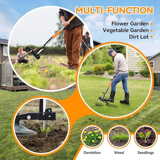Weed Puller Tool,Detachable Stand Up Weed Puller with Long Handle,3-Claw Steel Head Weeder Tool,No Bending/Kneeling for Lawn, Yard & Garden Tool,Easily Remove Weeds