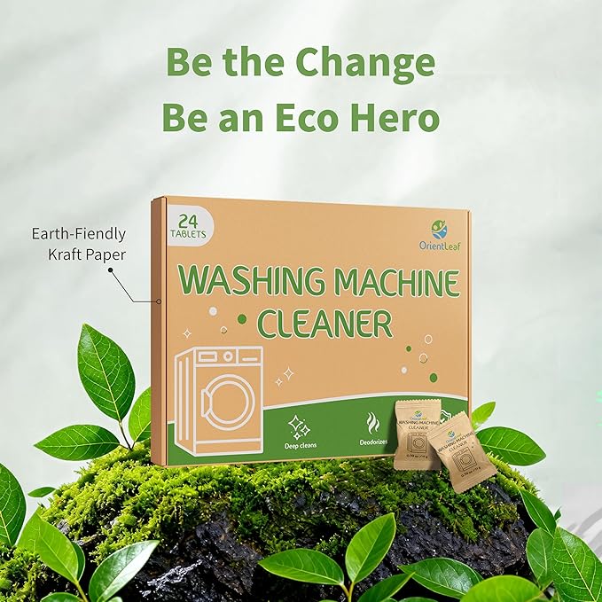 ORIENTLEAF Washing Machine Cleaner Tablets 24 Pack, Washer Machine Cleaner Tablets For HE Front Loader & Top Load Washer