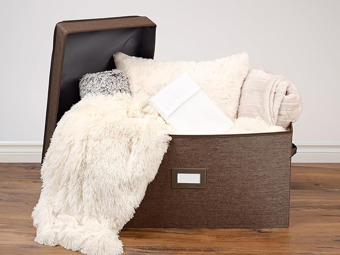 Covermates Keepsakes - Storage Box - Heavy Duty Polyester - Reinforced Handles - ID Window - Indoor Storage - Closet Storage, Brown Heather
