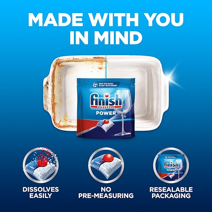 Finish Power Dishwasher Pod, No Pre-Rinse Dishwasher Detergent, Dishwasher Tabs For Deep Clean & Shine with Degreasing Power, 94 Count