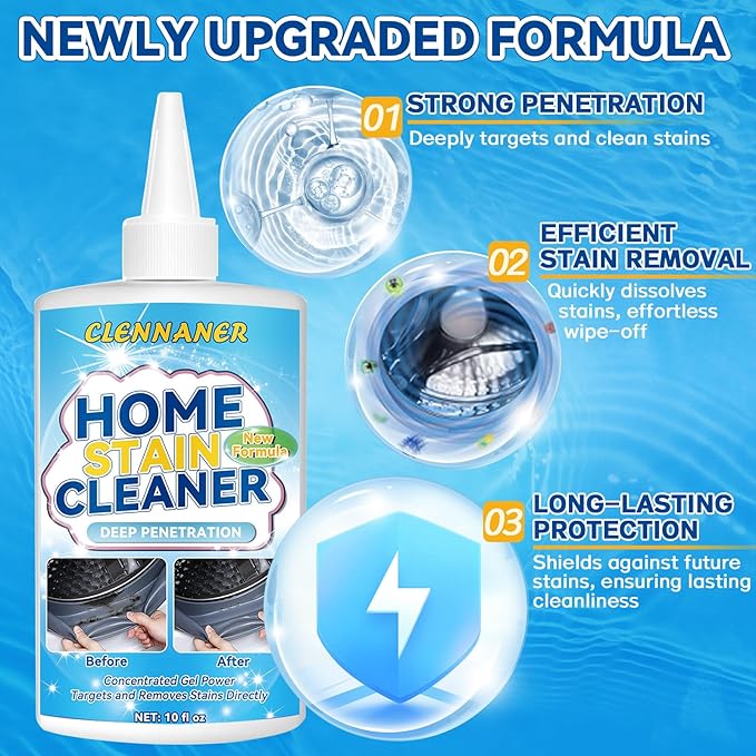 Home Remover Gel, 10 Fl Oz Household Stain Cleaner Gel for Washing Machine, Refrigerator Strips, Grout Cleaner for Tiles Grout Sealant Bathroom Kitchen Sinks Cleaning