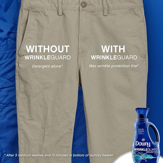 Downy WrinkleGuard Liquid Fabric Softener and Conditioner, Fresh, 48 fl oz 48 Loads, Pack of 2