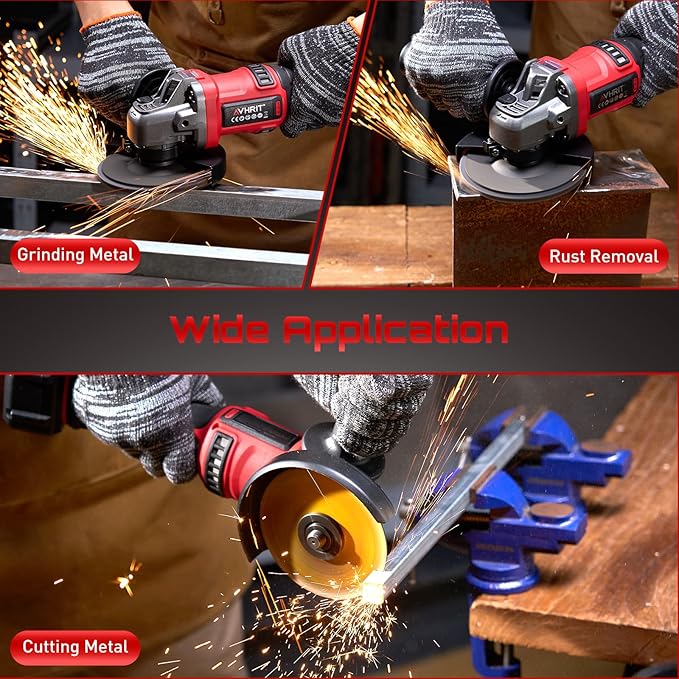 Cordless Angle Grinder, 4-1/2" Battery Grinder with 2 Batteries, LED Display,Burshless motor for Metal Cutting Grinding, Rust Removal