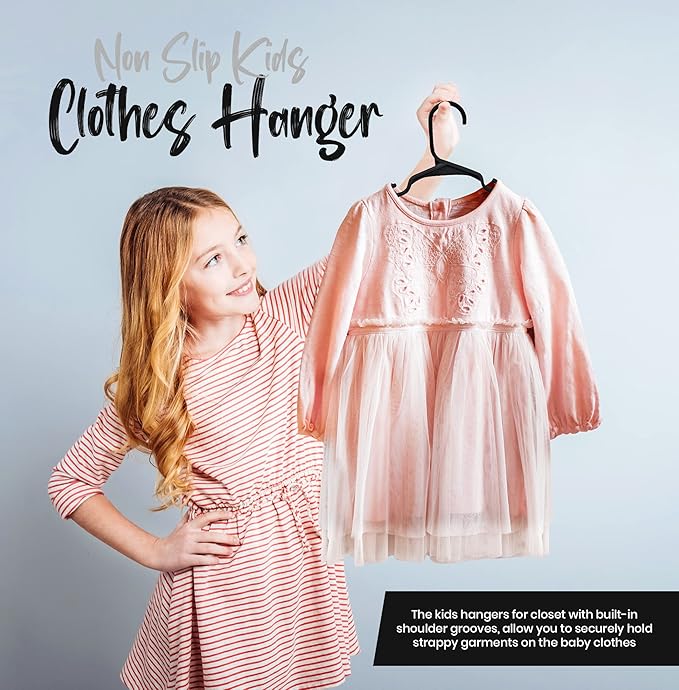 Utopia Home 60 Pack Kids Hangers - 11.5 Inch Plastic Baby Hangers for Closet - Childrens Hanger for Clothes & Infant Hanger for Closet - for Everyday Standard Use (Black)