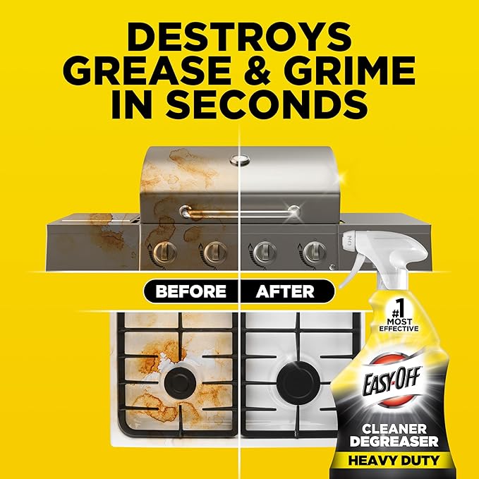 Easy-Off Heavy Duty Degreaser, Removes Grease & Grime, For Kitchen, Garage, Outdoor & More 32oz (6-count)