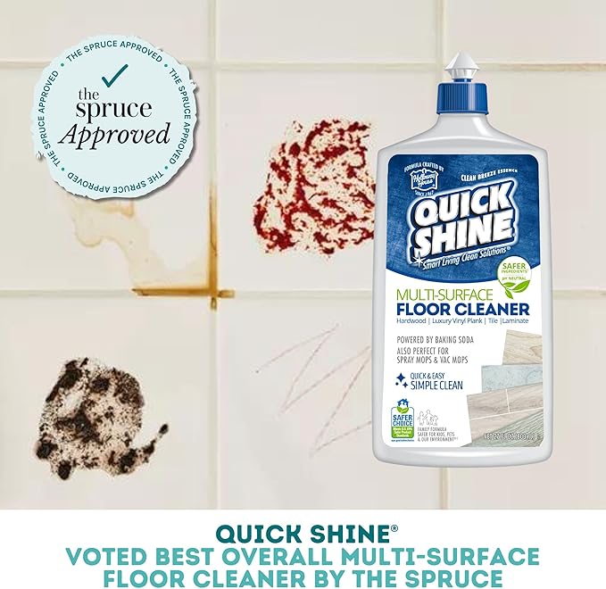 Quick Shine Multi Surface Floor Cleaner 27oz, 2Pk | Ready to Use-Streak Free- No Rinse | Use on Hardwood, Laminate, Luxury Vinyl Plank & Stone | Use in Spray Mops & Vac Mops | Safer Choice Cleaner