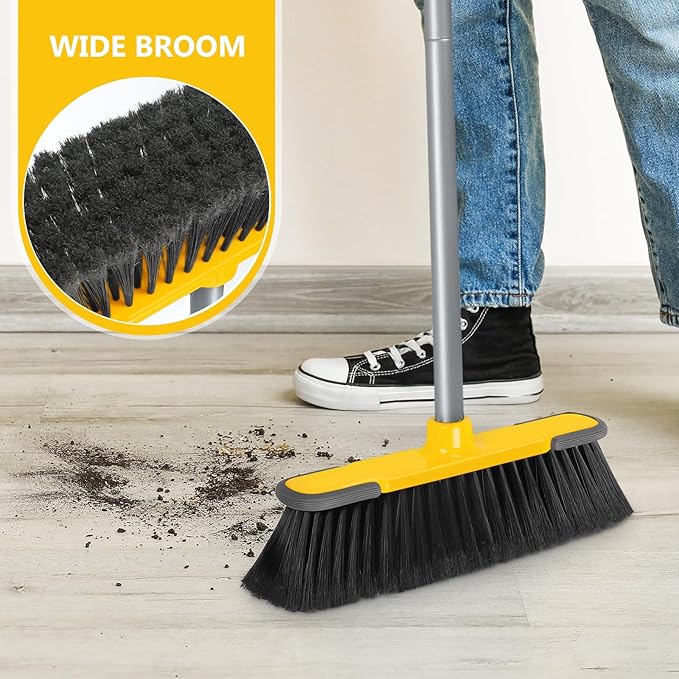 Indoor Brooms 54''Long Handle Soft Bristle Broom,Indoor Outdoor Brooms for Floor Cleaning House Broom for Kitchen Lobby Patio Yard