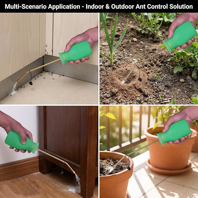 Diatomaceous Earth Duster, 230ml Large, Powder Duster Kit with Long Copper Tube & Folding Funnel, Indoor Outdoor Silicone Sprayer Heavy Duty Bulb Applicator for Home and Garden(Green)