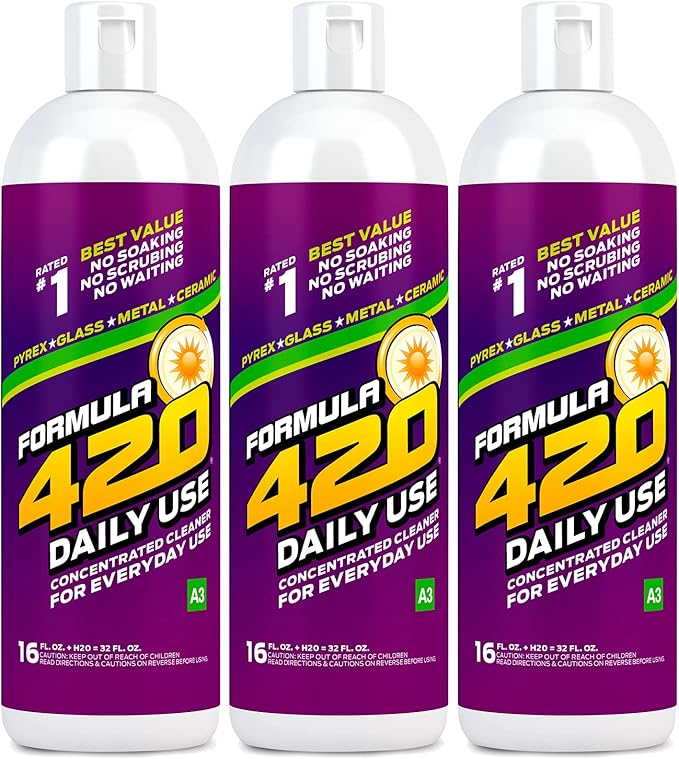 3 Pack - Formula 420 Daily Use Concentrated 16oz. Makes 32oz. Glass, Pyrex, Metal and Ceramic Cleaner