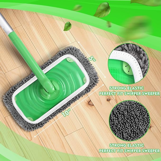 Reusable Wet Pads Refill Compatible with Swiffer Sweeper Mop - Dry Sweeping Cloths & Wet Mopping Cloths for Household Cleaning - Washable Microfiber Mop Pads, 4 Pack (Mop is not Included)