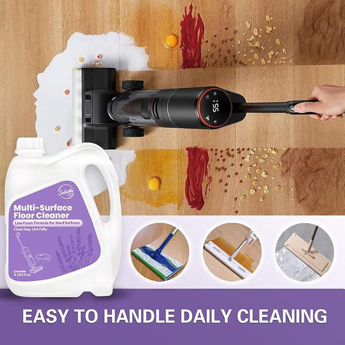 Snowlily 33.8 FL OZ Floor Cleaning Solution Compatible with Robot Vacuum, Residue & Streak Free, Low Foam Floor Cleaner for Mopping, for All Robot Vacuum Mops & Wet Dry Vacuum Cleaners, Lavender